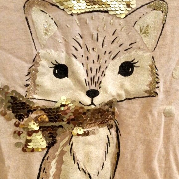 isaac mizrahi 4T girls long sleeve blouse pink with sequined fox - Picture 2 of 4